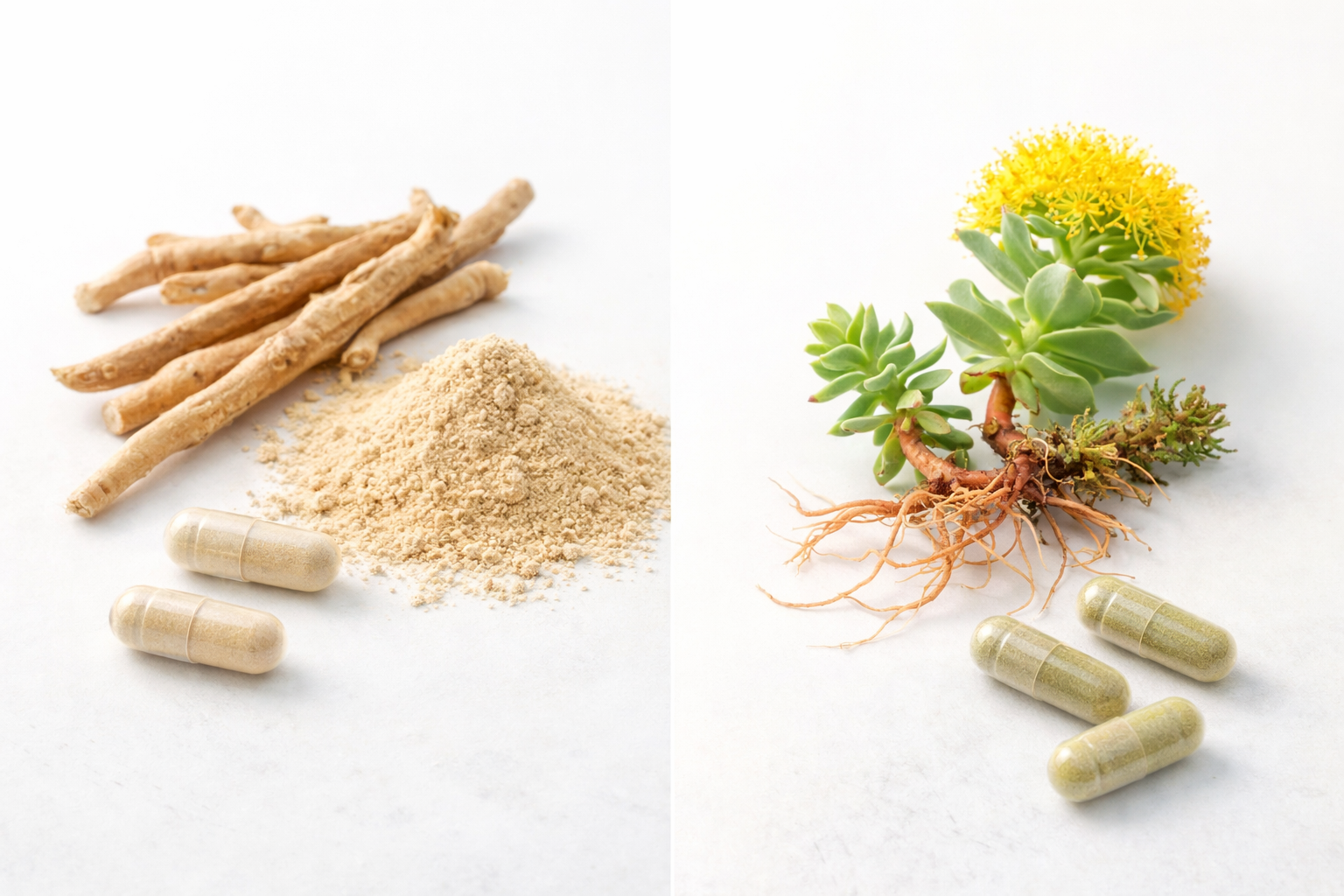 ashwagandha vs rhodiola adaptogen comparison for stress and energy