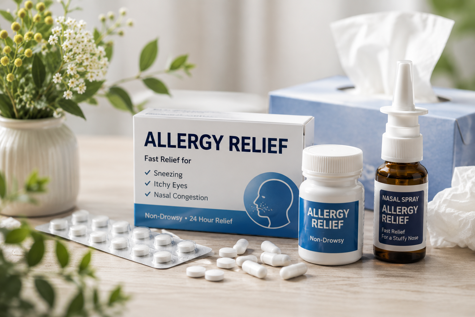 seasonal allergy relief products for congestion sneezing and sinus pressure support