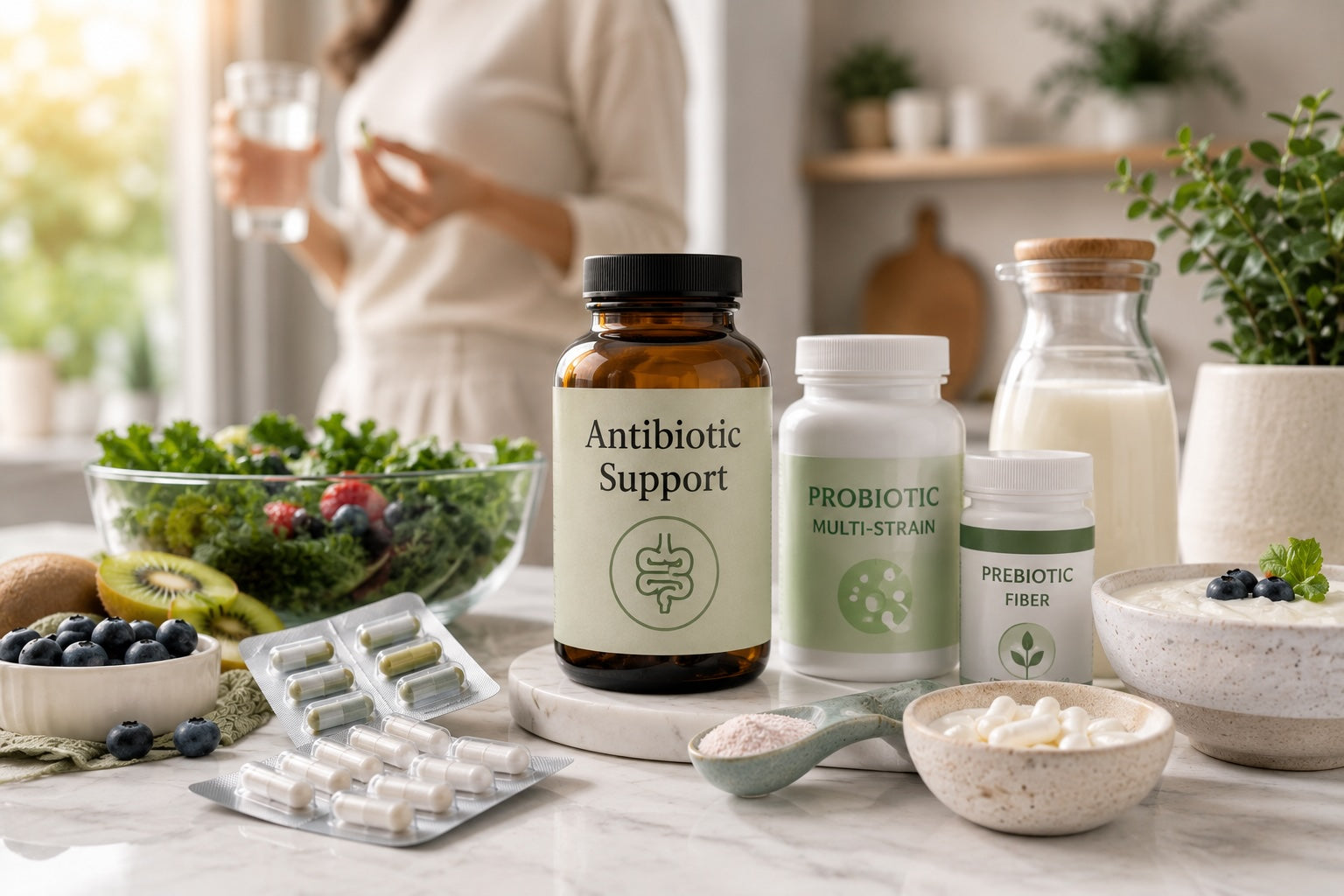 Probiotics and gut health support for digestive recovery during and after antibiotic use
