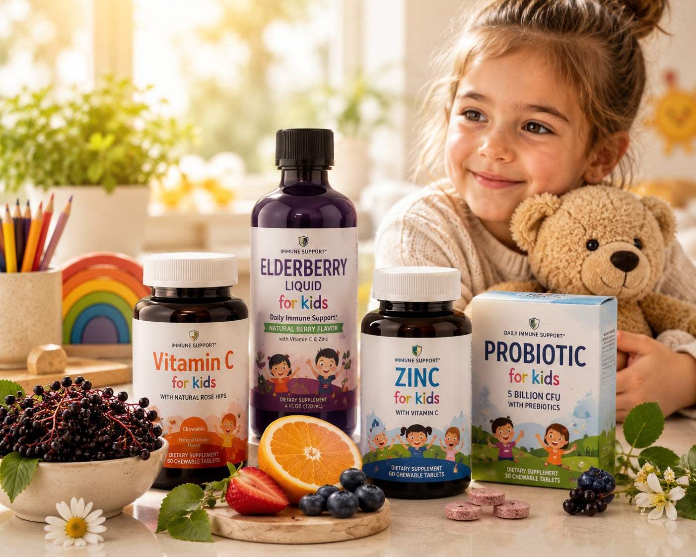 Children’s Immune Support – Vitamins, Elderberry & Daily Immune Defense for Kids