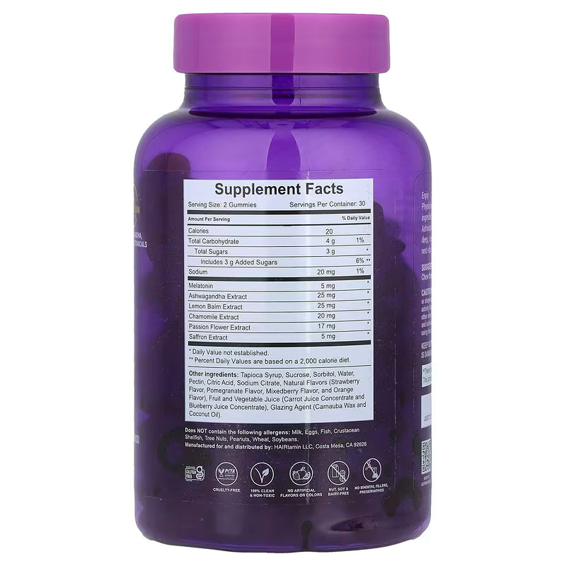 SLEEPtamin® by HAIRtamin® – Sleep, Relaxation & Mood Support | 60 Vegan Gummies