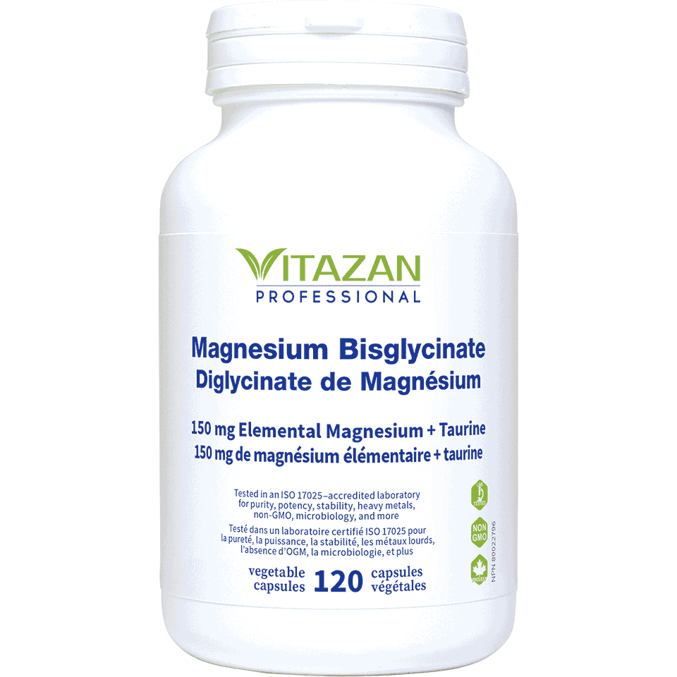 Magnesium Bisglycinate by Vitazan Professional – Magnesium & Taurine Muscle Support | 120 Capsules