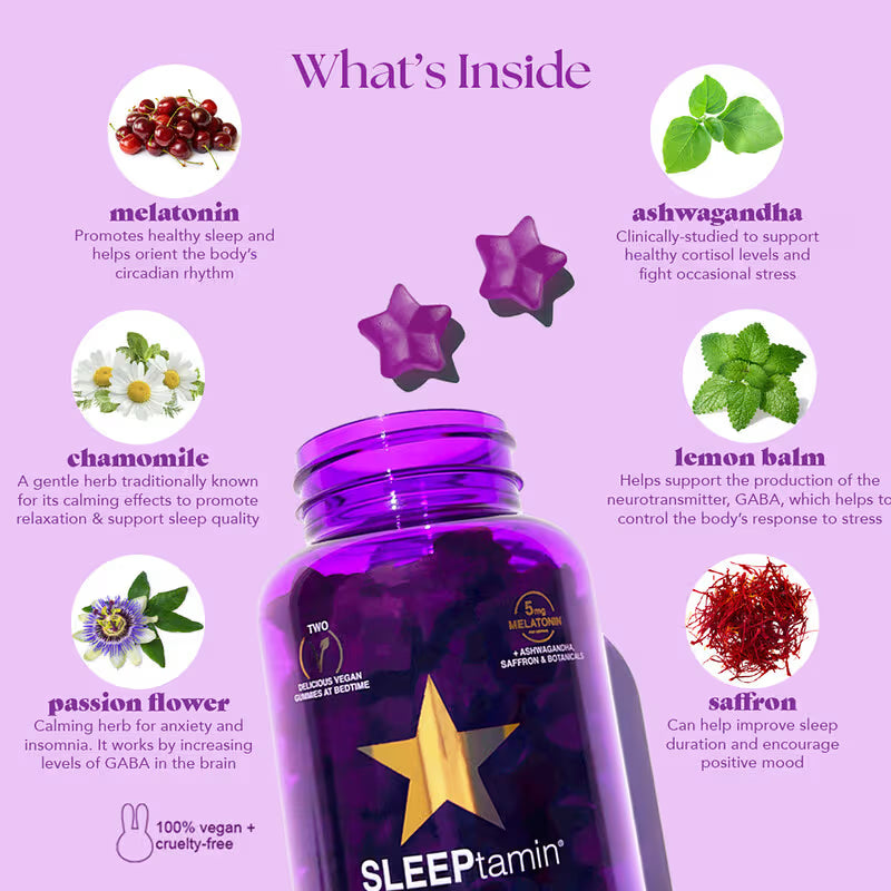 SLEEPtamin® by HAIRtamin® – Sleep, Relaxation & Mood Support | 60 Vegan Gummies