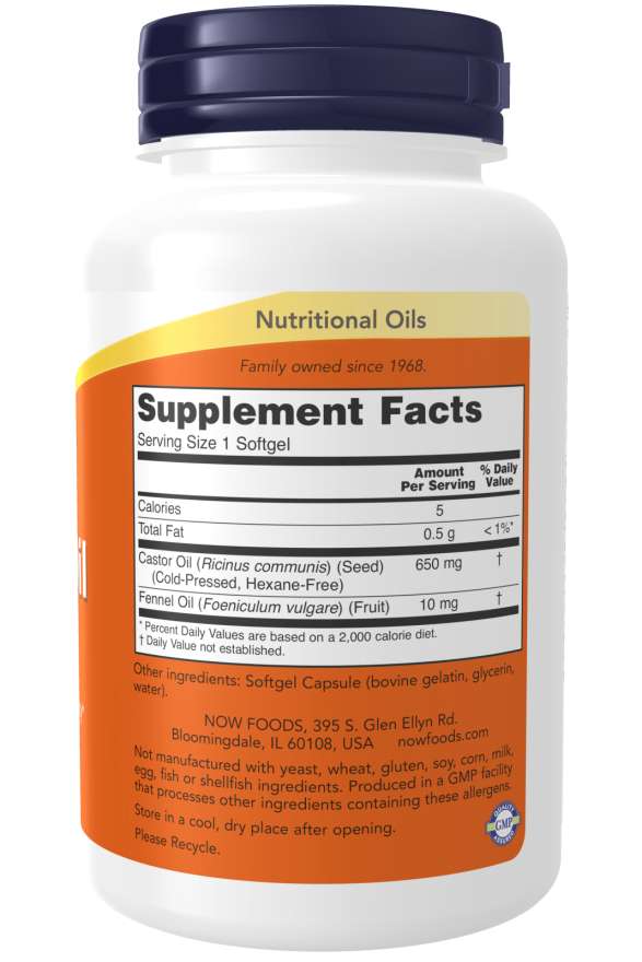 Castor Oil 650 mg | NOW® | 120 Softgels