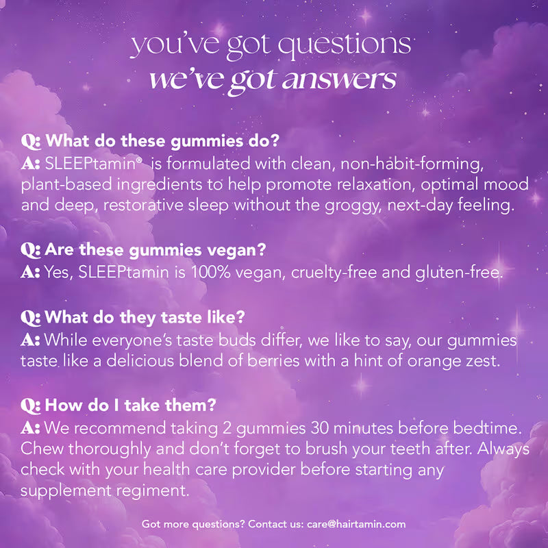 SLEEPtamin® by HAIRtamin® – Sleep, Relaxation & Mood Support | 60 Vegan Gummies