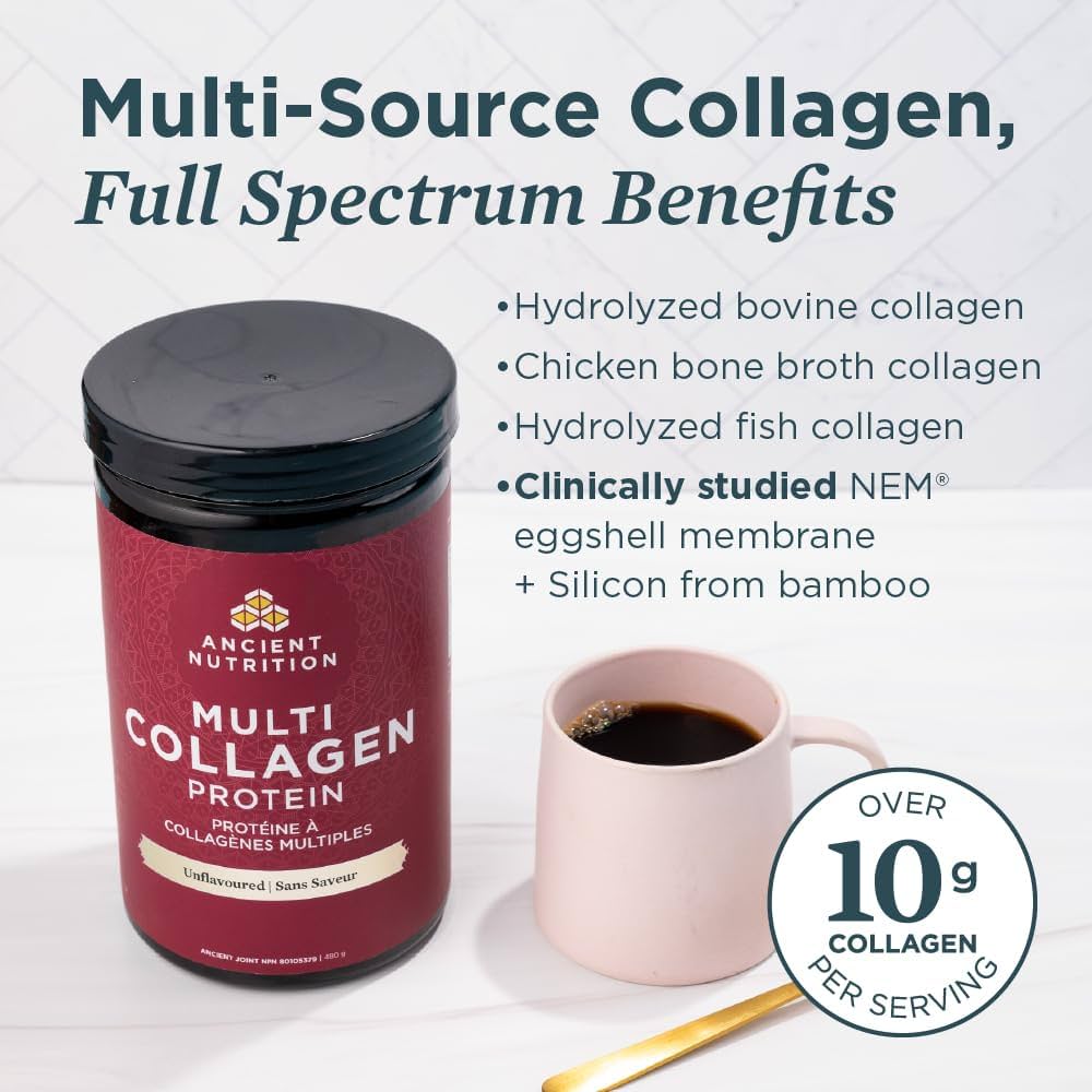 Multi Collagen Protein Powder by Ancient Nutrition® – Hair, Skin, Nail & Joint Support | Various Sizes & Flavours