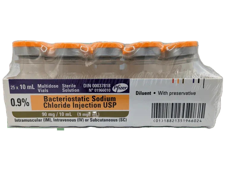 Sodium Chloride 0.9% for Injection (Bacteriostatic) by Pfizer® – Sterile Saline with Preservative | 10 mL Multi-Dose Vial