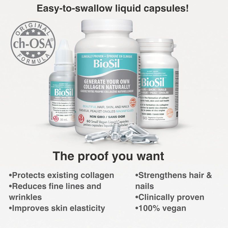 BioSil® Hair, Skin, Nails by Bio Minerals NV – ch-OSA® Silicon Support | 90 Vegetarian Capsules