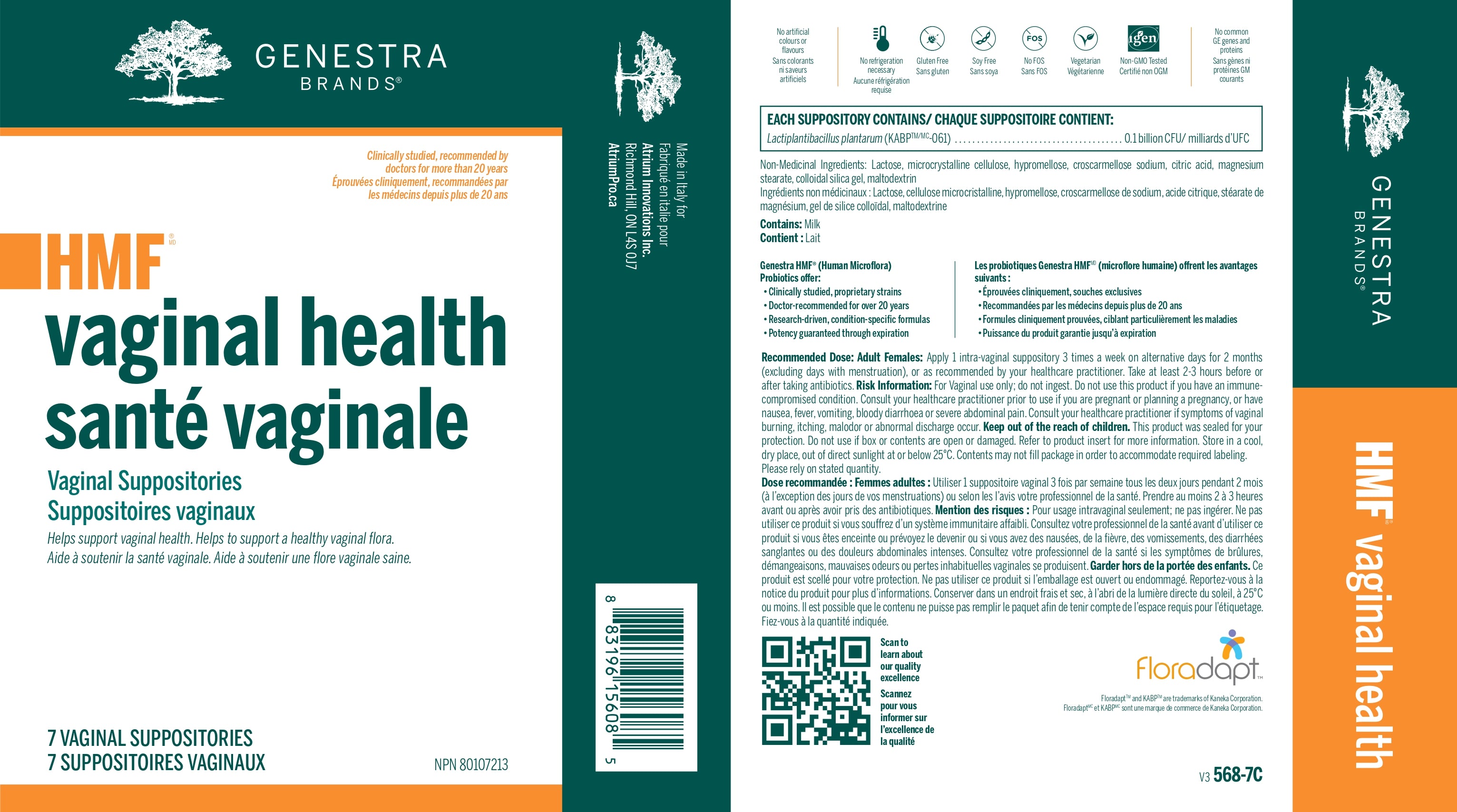 HMF Vaginal Health | Genestra Brands® | 7 Vaginal Suppositories
