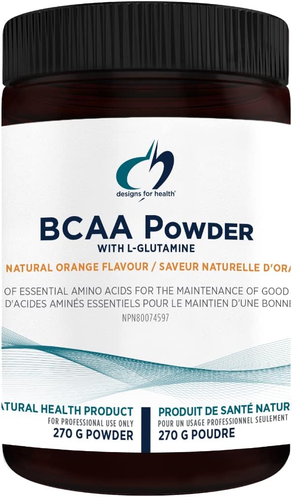 BCAA Powder with L-Glutamine by Designs for Health – Muscle & Workout Support | 270 g Powder