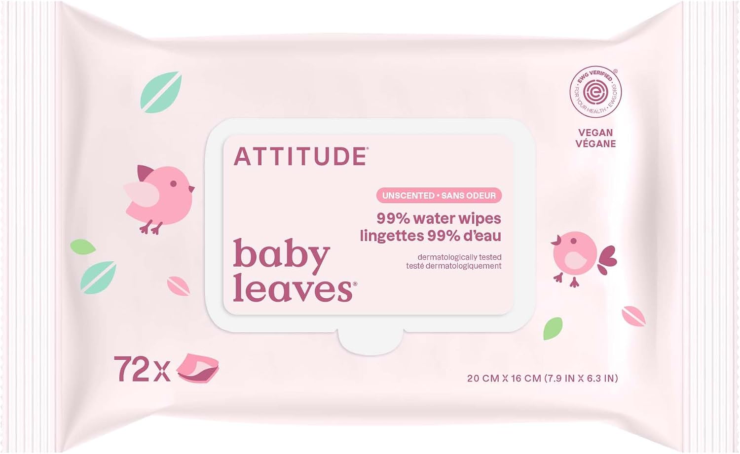 100% Biodegradable Baby Wipes | ATTITUDE® | 72 Count