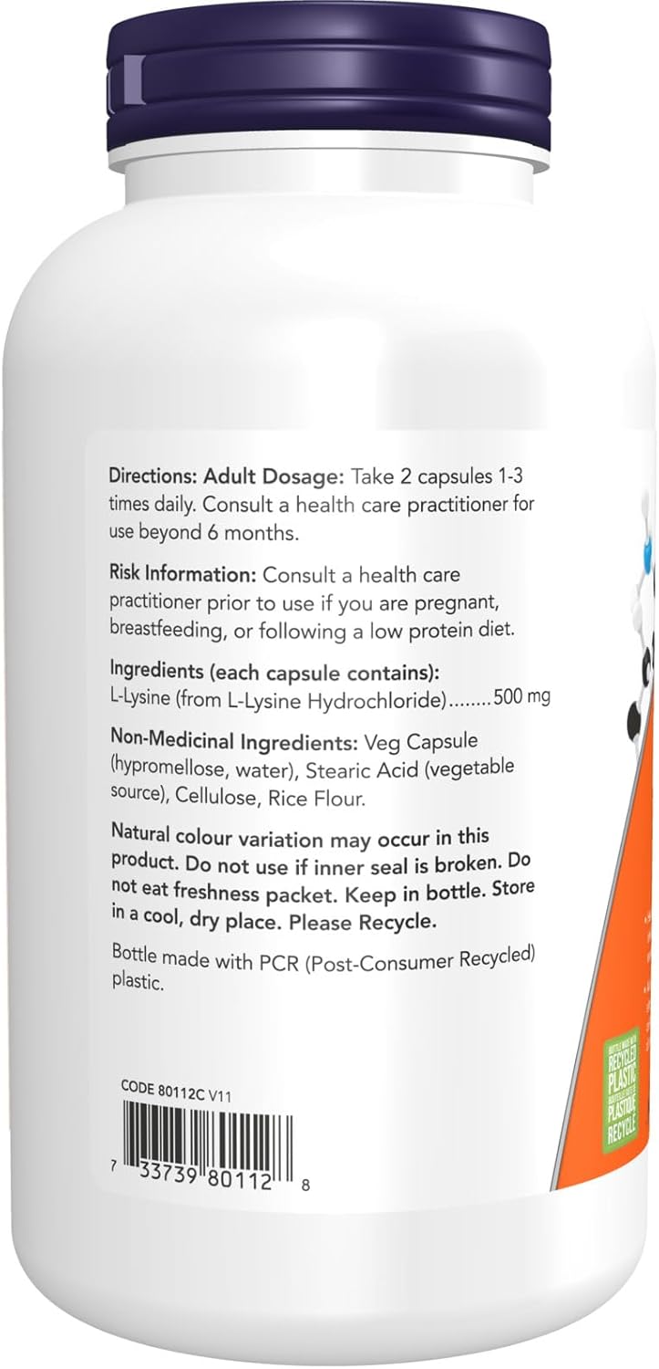 Lysine 500mg | NOW® | 250 Veg Capsules