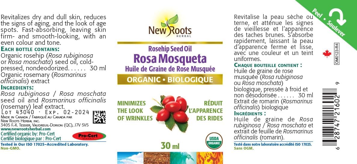 Rosehip Seed Oil Rosa Mosqueta | New Roots | 15 mL or 30 mL