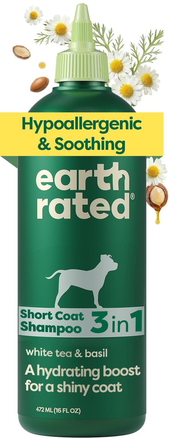 Earth Rated (A Canadian Company), 3-in-1 Soothing Dog Shampoo and Conditioner, Deodorizing Oatmeal Shampoos for Dogs and Puppies, Great for Smelly Pets, White Tea and Basil Scent, 473 ml š All In One Marketplace Canada