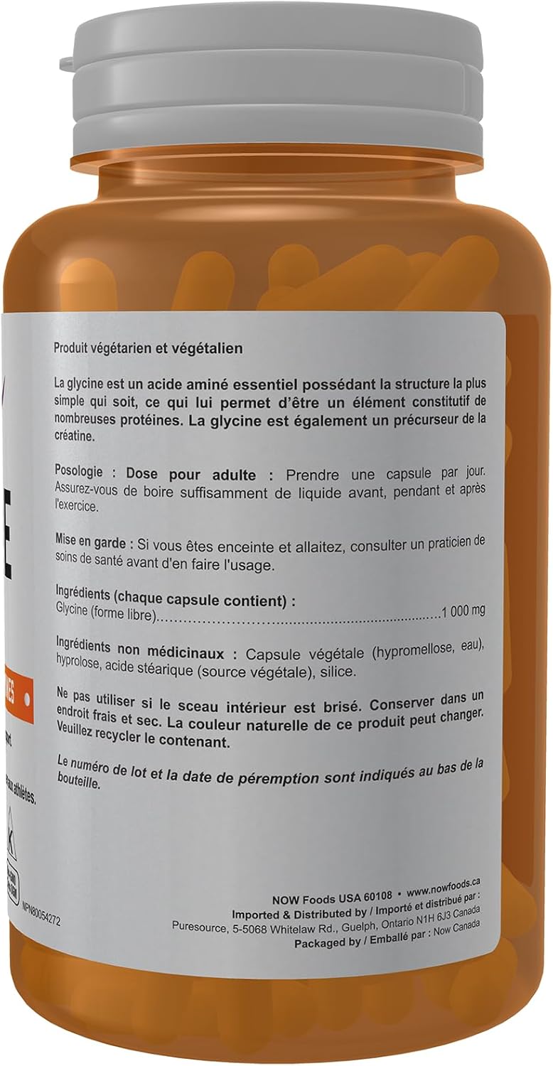 Glycine 1,000 mg | NOW® Sports | 100 Veg Capsules