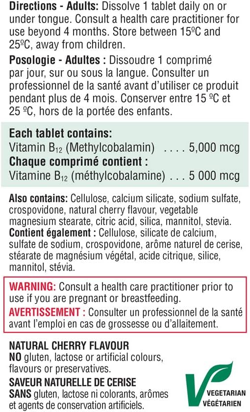 Vitamin B12 5,000 mcg Fast-Dissolving | Jamieson™ | 45 Tablets