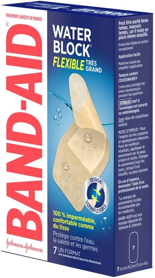 Water Block Flex™ Extra Large Bandages, 100% Waterproof | Band-Aid® | 7 Count