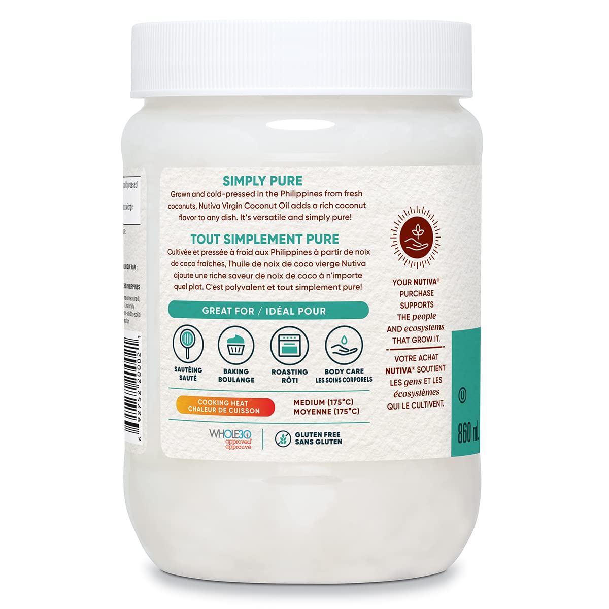 Nutiva Organic Coconut Oil Virgin, 860Ml đ All In One Marketplace Canada