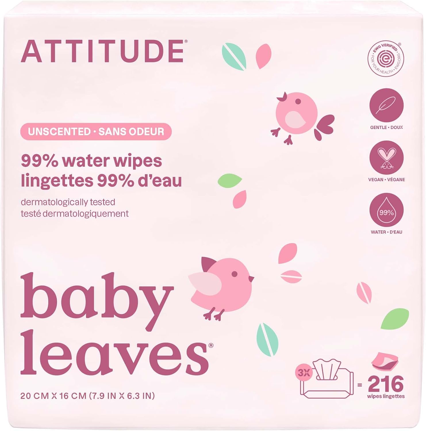 100% Biodegradable Baby Wipes | ATTITUDE® | 72 Count