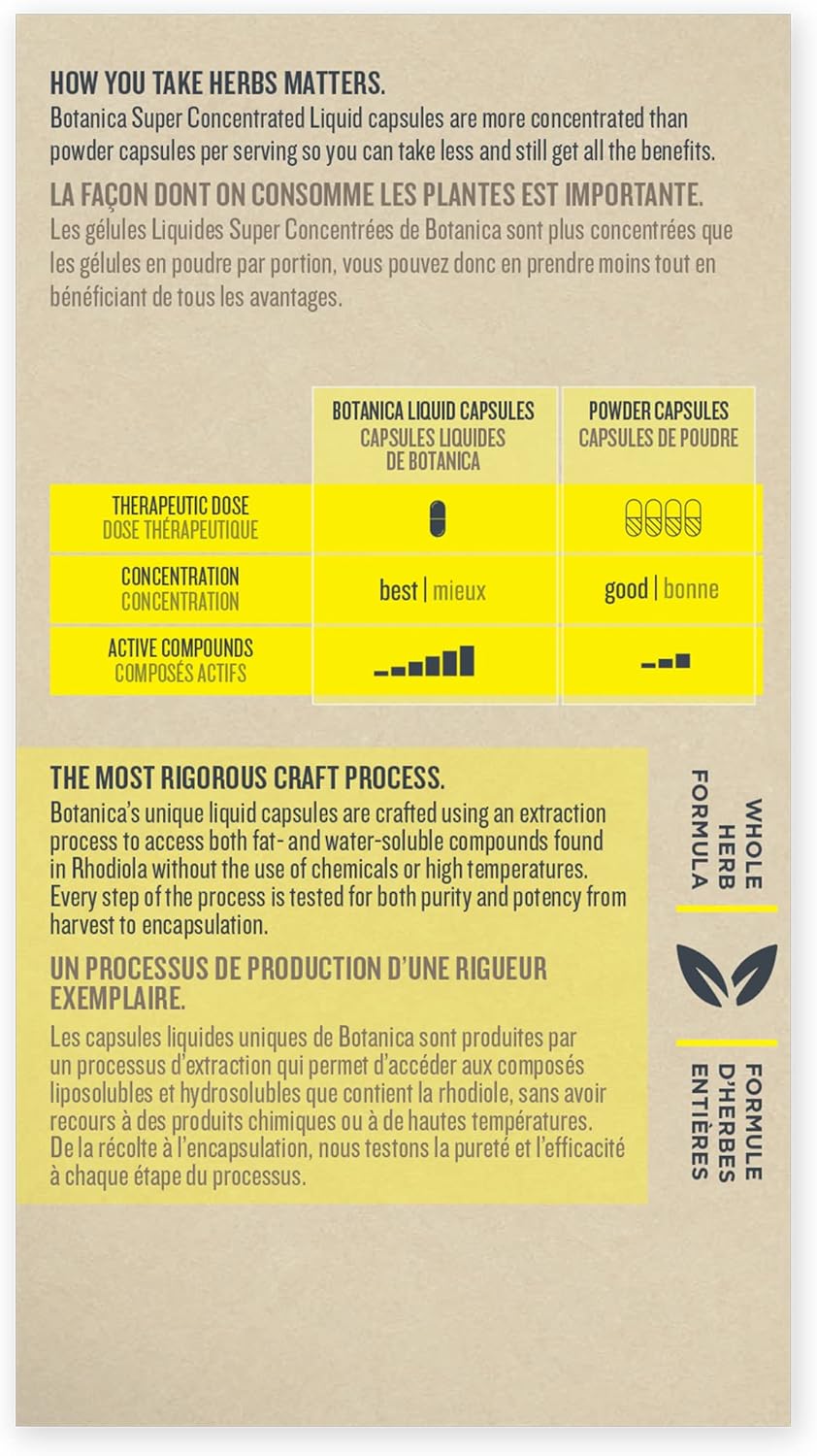 Rhodiola Liquid Capsules | Botanica | 60 or 120 Capsules