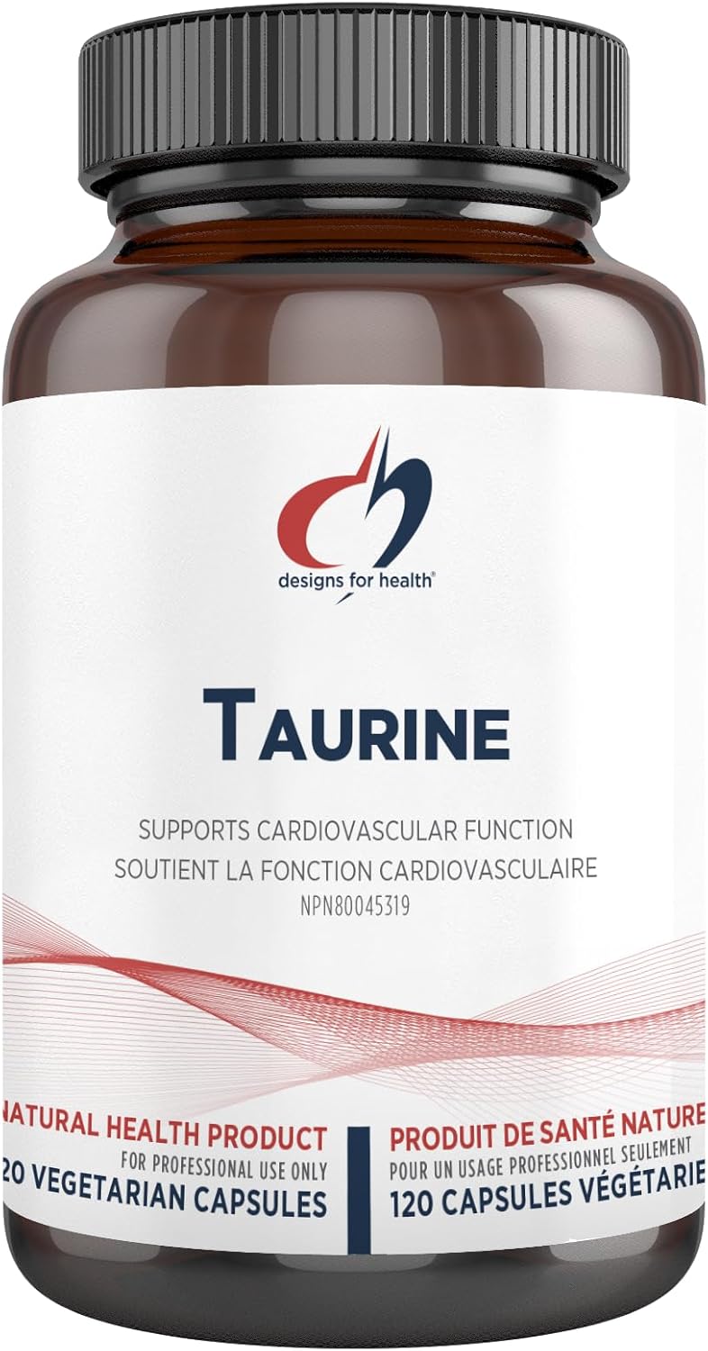 Taurine by Designs for Health® – Cardiovascular & Cellular Support | 120 Vegetarian Capsules
