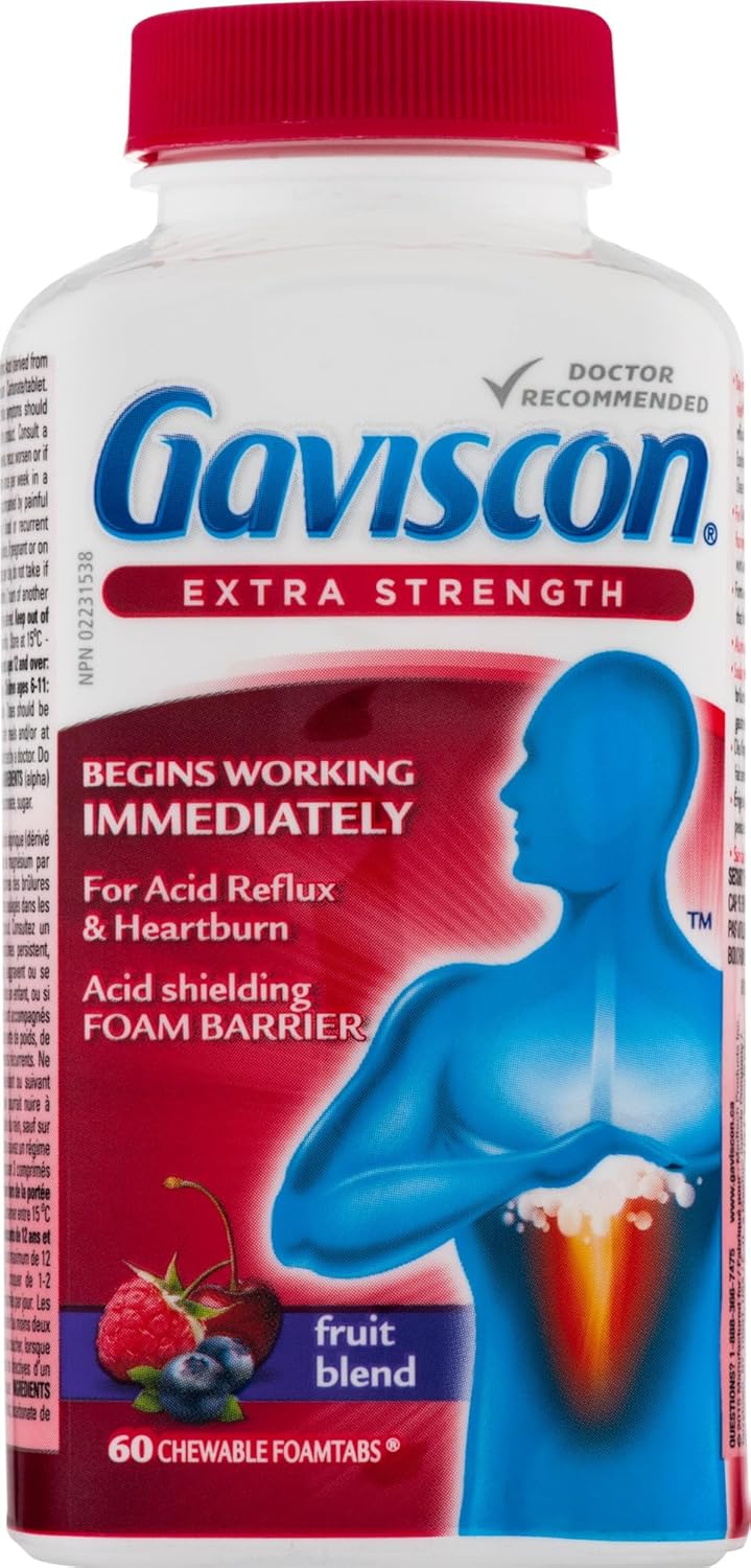 Chewable Foaming Antacid Tablets Extra Strength by Gaviscon® – Fast Heartburn & Acid Reflux Relief | Varous Sizes & Favours