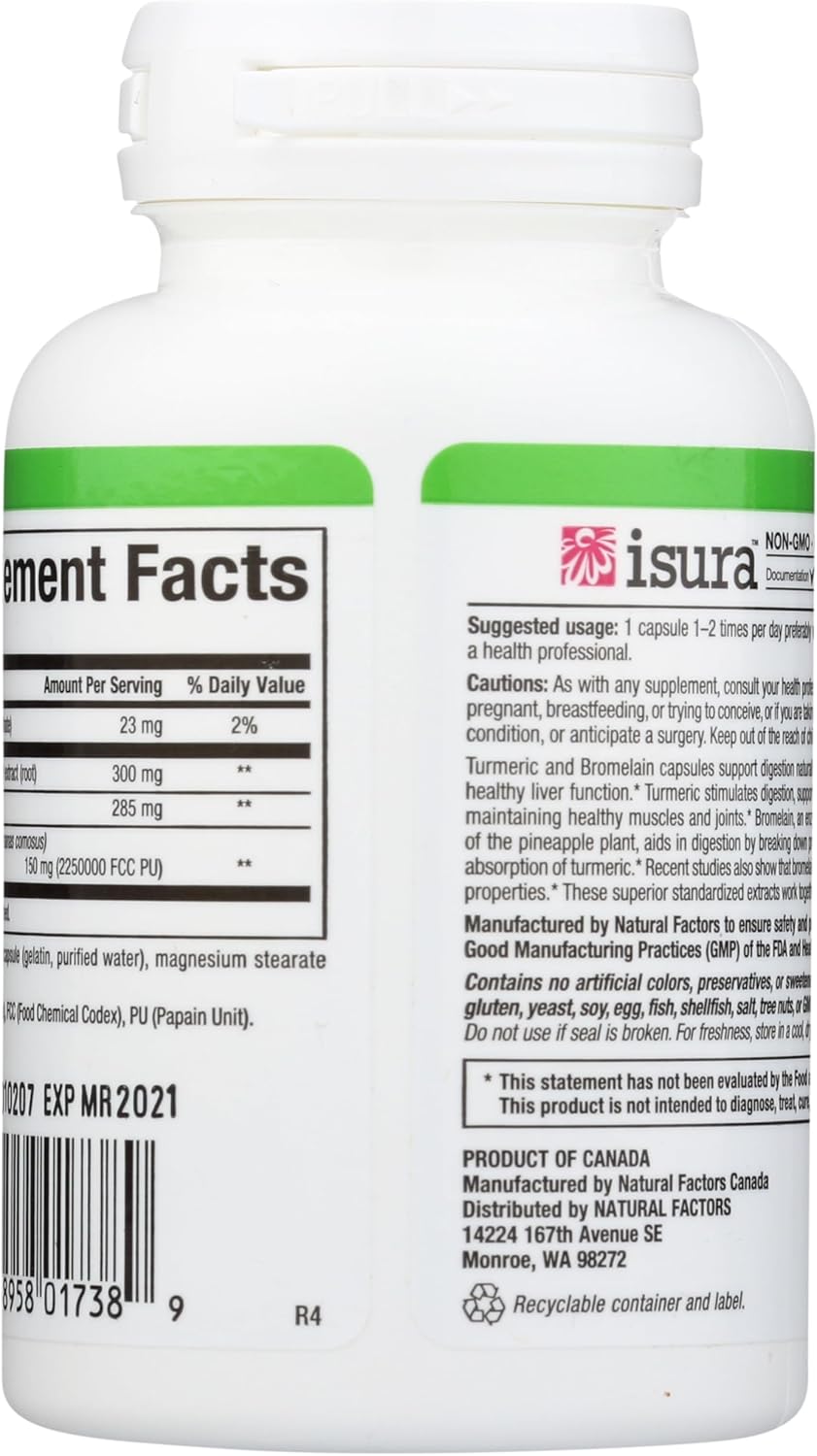 Turmeric & Bromelain | Natural Factors® | 90 Capsules