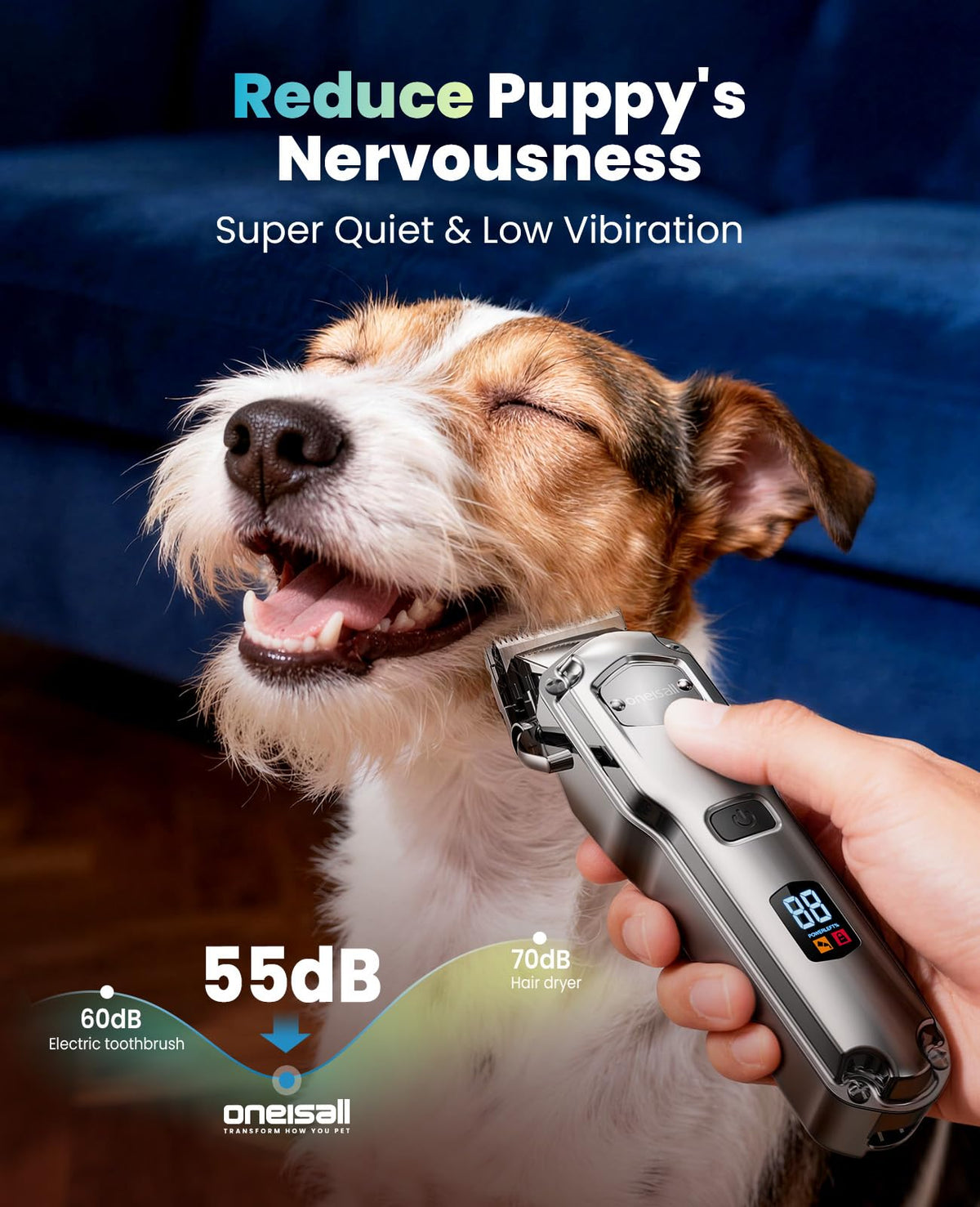 oneisall Dog Clippers for Grooming for Thick Heavy Coats/Low Noise Rechargeable Cordless Pet Shaver with Stainless Steel Blade/Waterproof Dog Shaver for Dogs Pets and Animals ๐ All In One Marketplace Canada