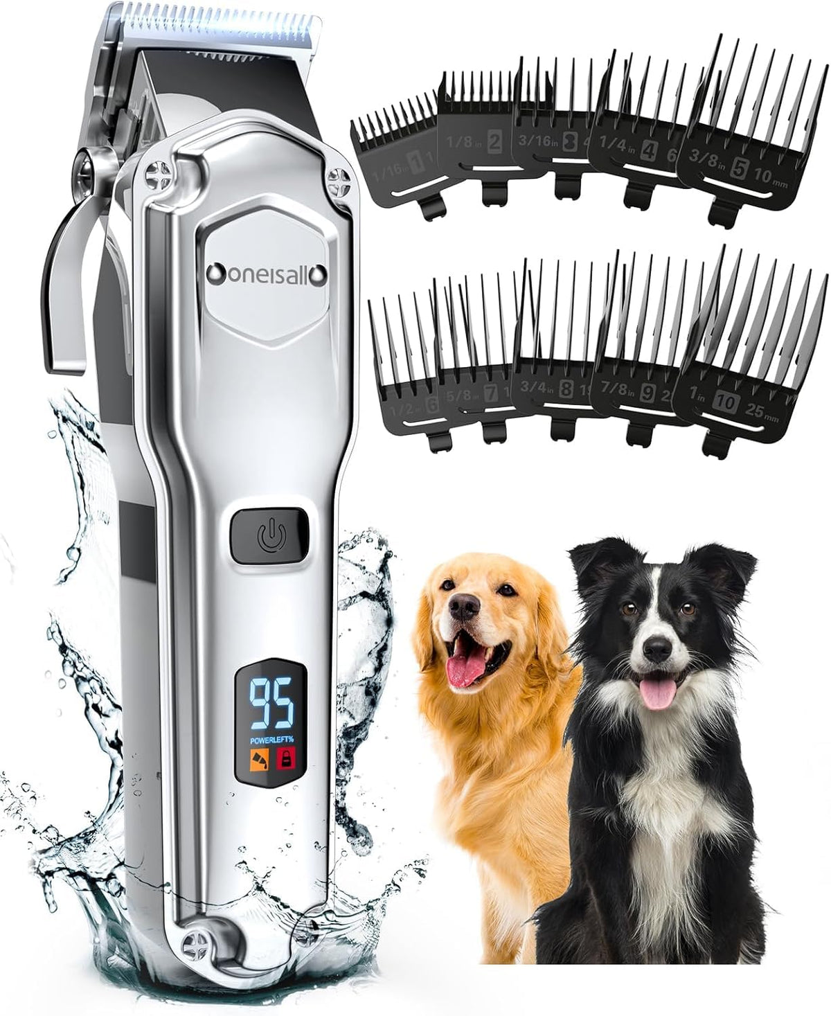 oneisall Dog Clippers for Grooming for Thick Heavy Coats/Low Noise Rechargeable Cordless Pet Shaver with Stainless Steel Blade/Waterproof Dog Shaver for Dogs Pets and Animals ๐ All In One Marketplace Canada
