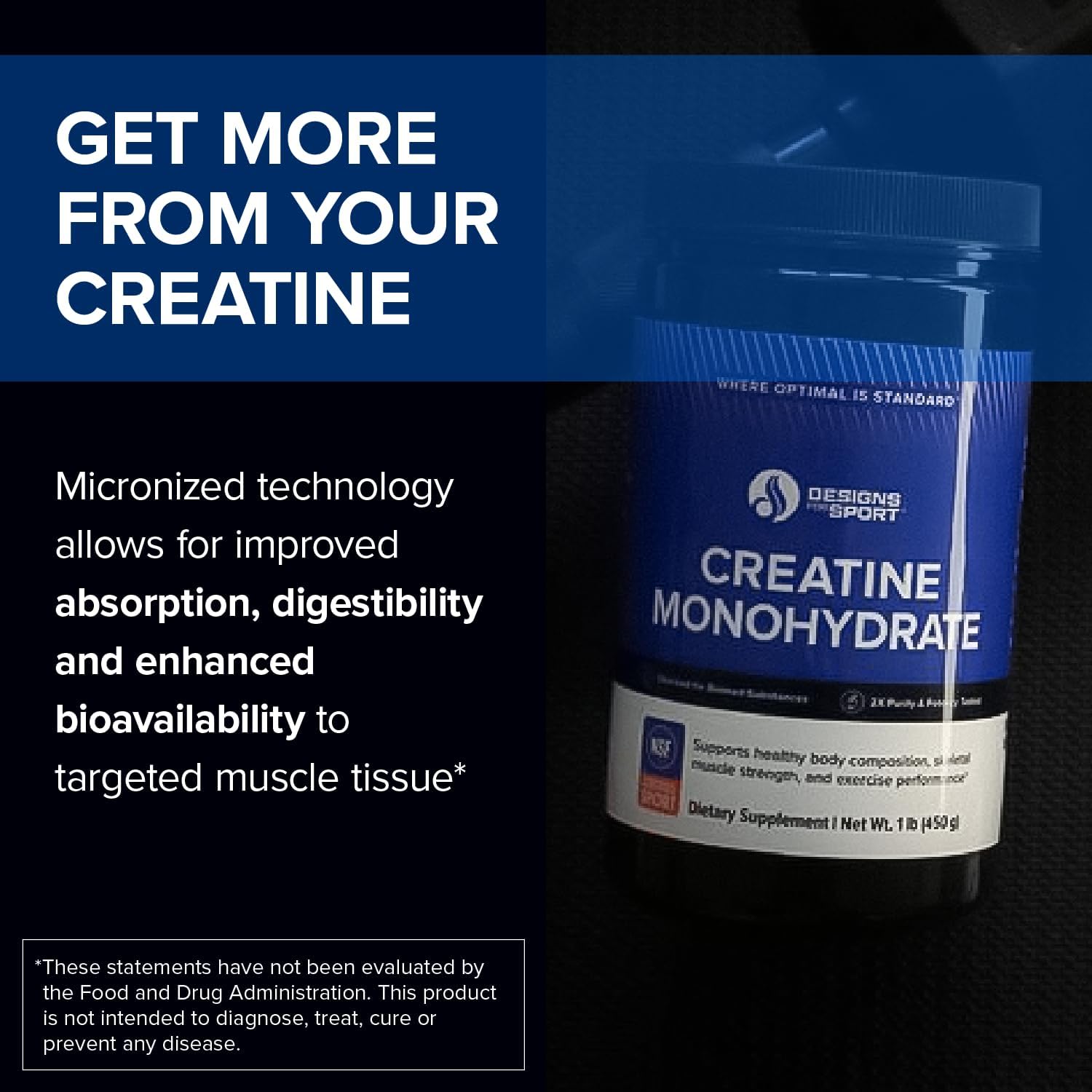 Creatine Monohydrate Powder | Designs for Sport® | 450 g (1 lb)
