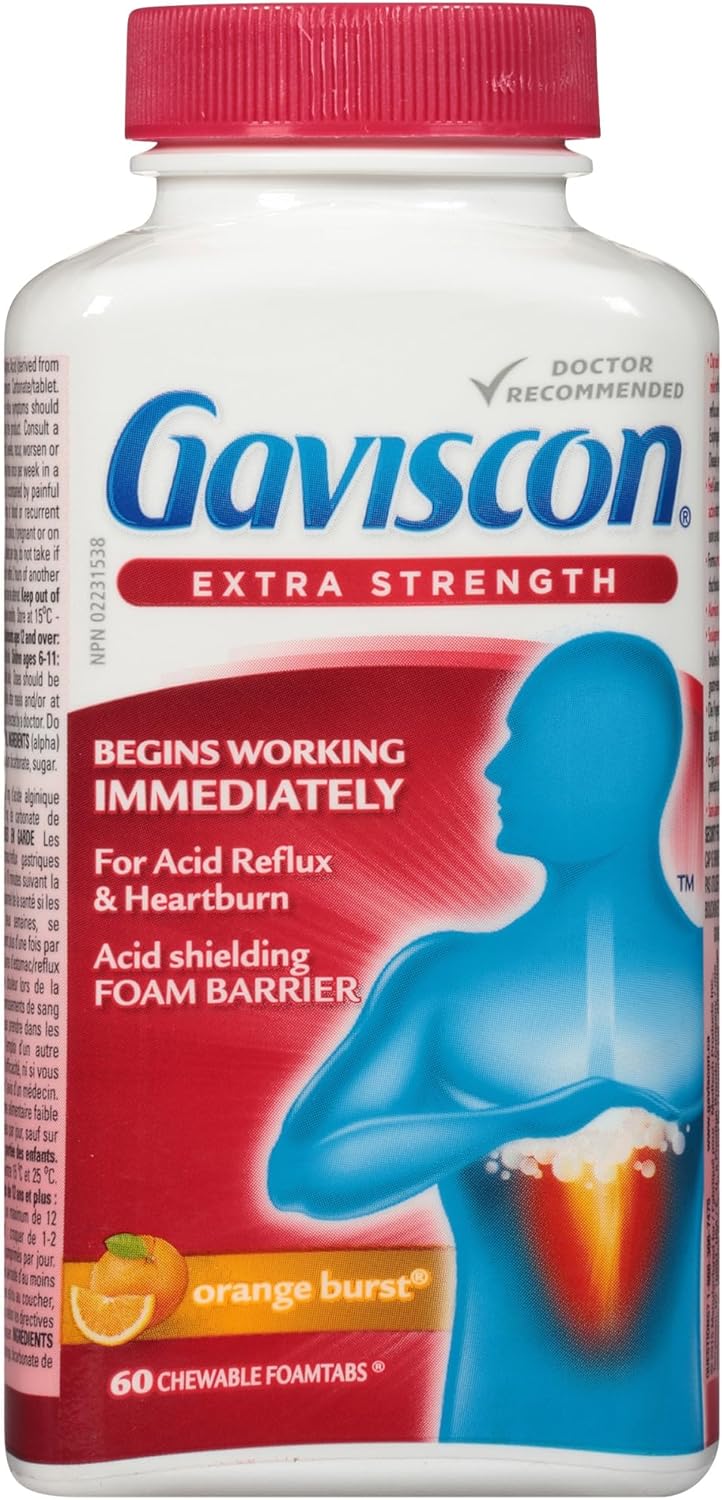 Chewable Foaming Antacid Tablets Extra Strength by Gaviscon® – Fast Heartburn & Acid Reflux Relief | Varous Sizes & Favours