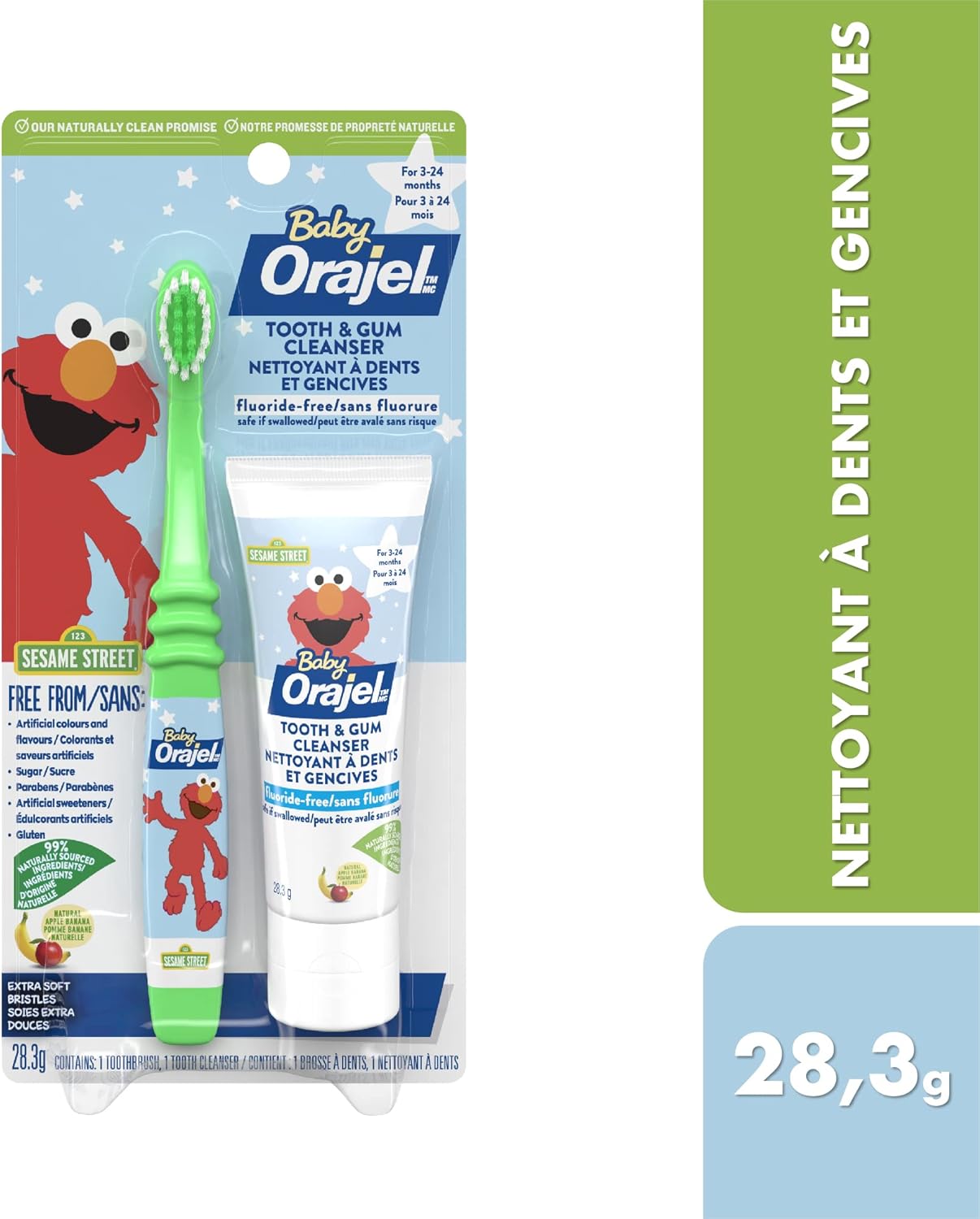 Elmo Tooth & Gum Cleanser with Toothbrush | Orajel™ Baby | 28.3 gr