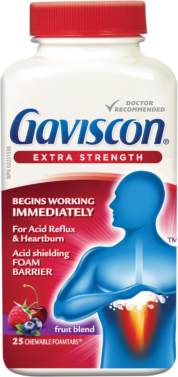 Chewable Foaming Antacid Tablets Extra Strength by Gaviscon® – Fast Heartburn & Acid Reflux Relief | Varous Sizes & Favours