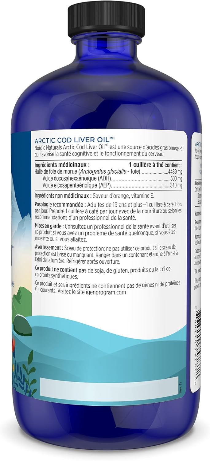 Arctic Cod Liver Oil™ – Orange by Nordic Naturals® – Omega-3 DHA & Immune Support | 237 mL or 473 mL