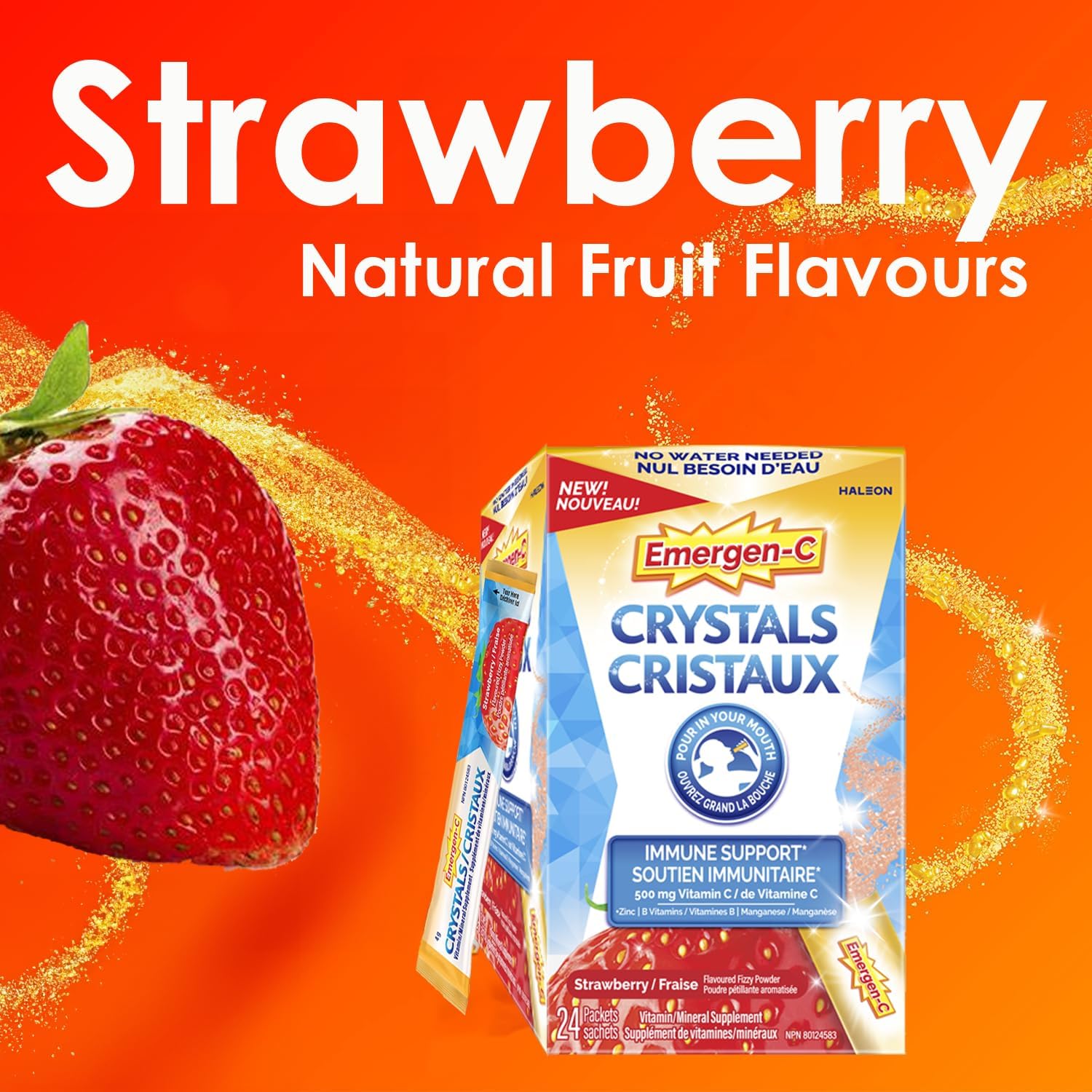 Crystals Strawberry Burst | Emergen-C® | 24 Stick Packs