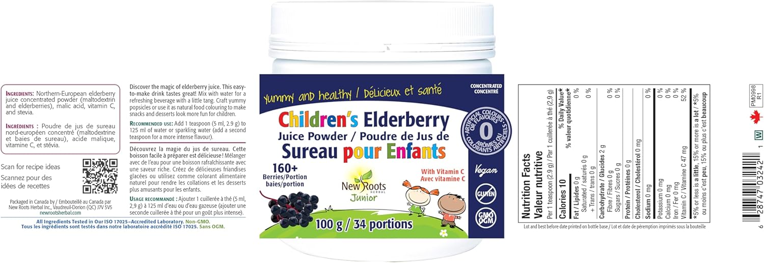 Children's Elderberry Juice Powder | New Roots HERBAL® | 100g-34 Servings