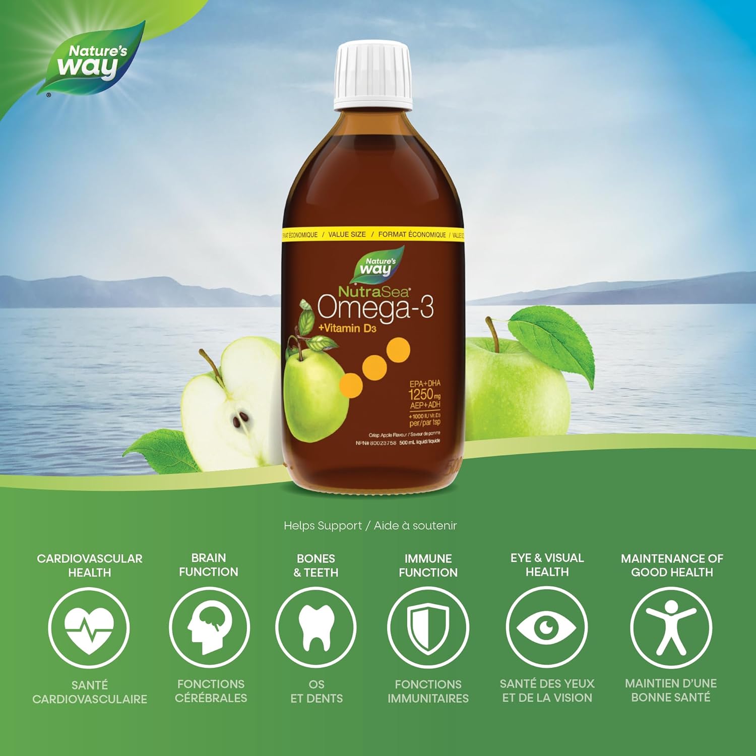 Omega-3 + Vitamin D3 | NutraSea® | 16.9 fl oz (500 mL)