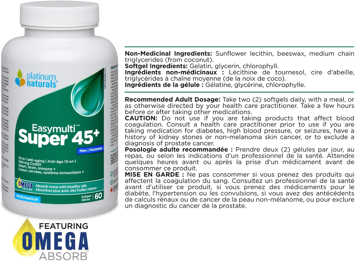 Super Easymulti 45+ for Men | Platinum Naturals® | 60 or 120 Softgels
