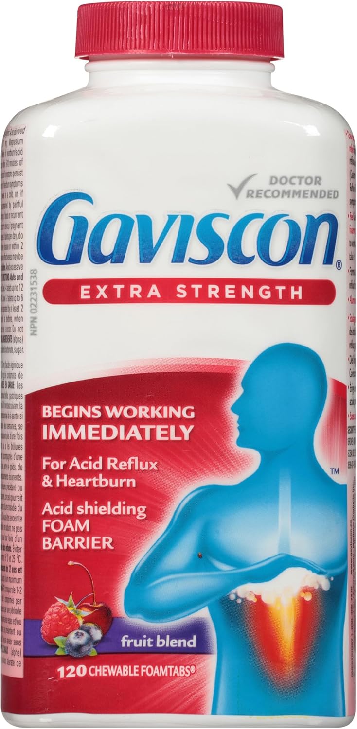 Chewable Foaming Antacid Tablets Extra Strength by Gaviscon® – Fast Heartburn & Acid Reflux Relief | Varous Sizes & Favours