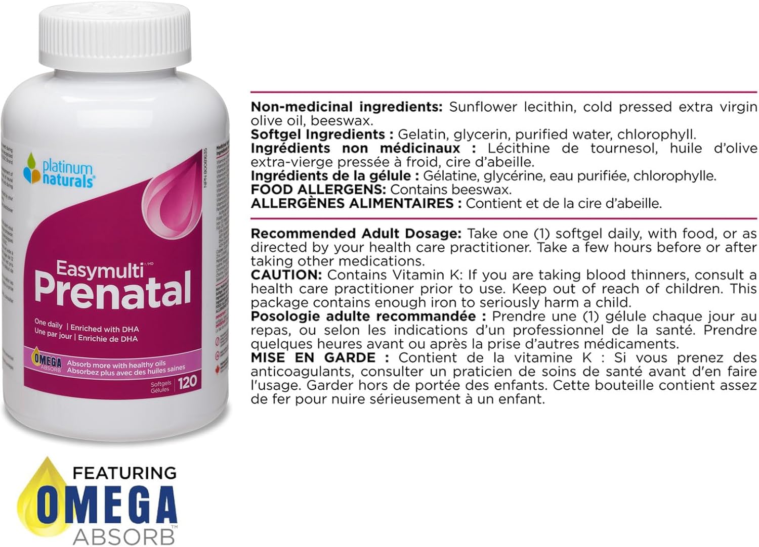 Easymulti® Prenatal | Platinum Naturals® | 60 or 120 Softgels