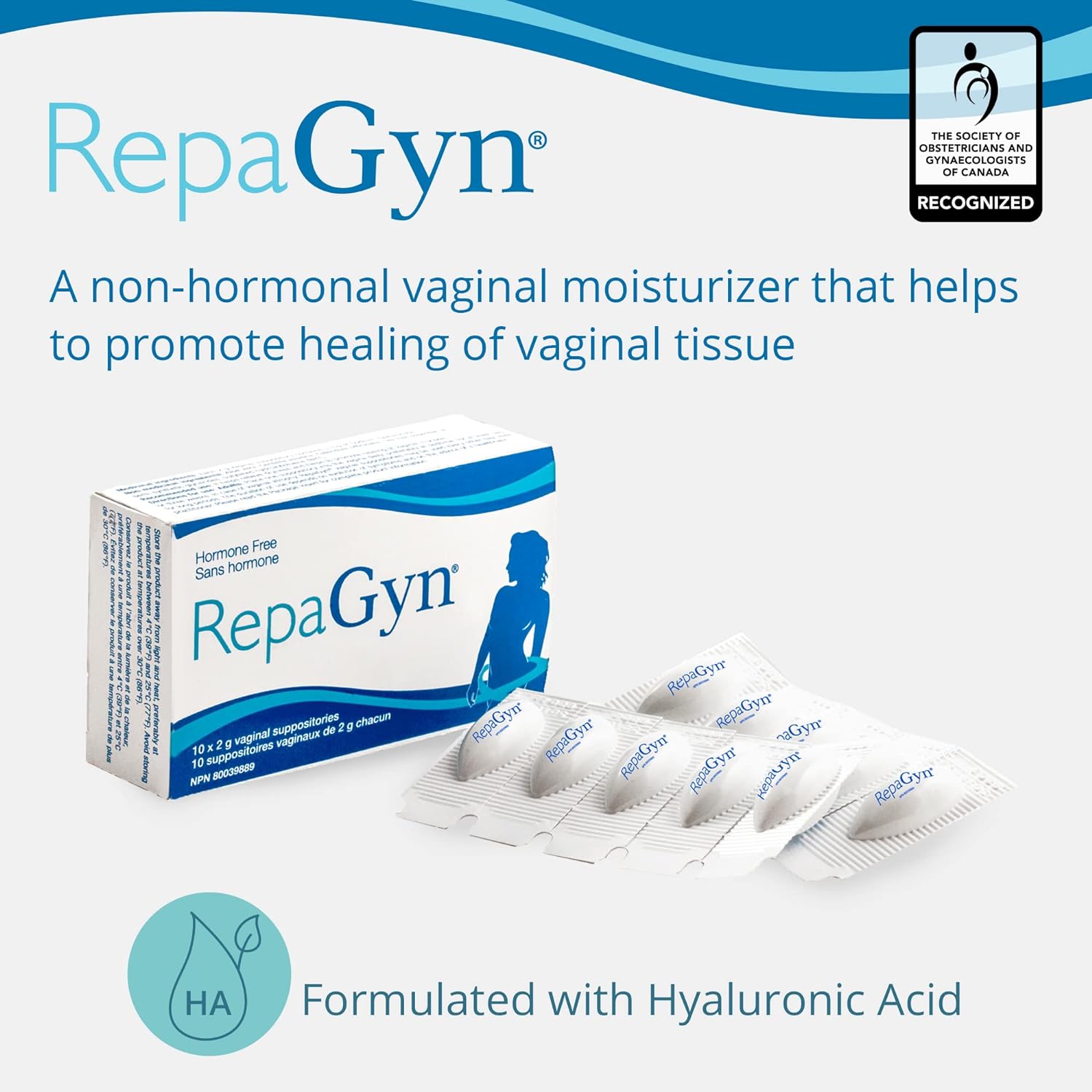 Vaginal Dryness Moisturizer | RepaGyn® | 10 x 2 g Vaginal Suppositories