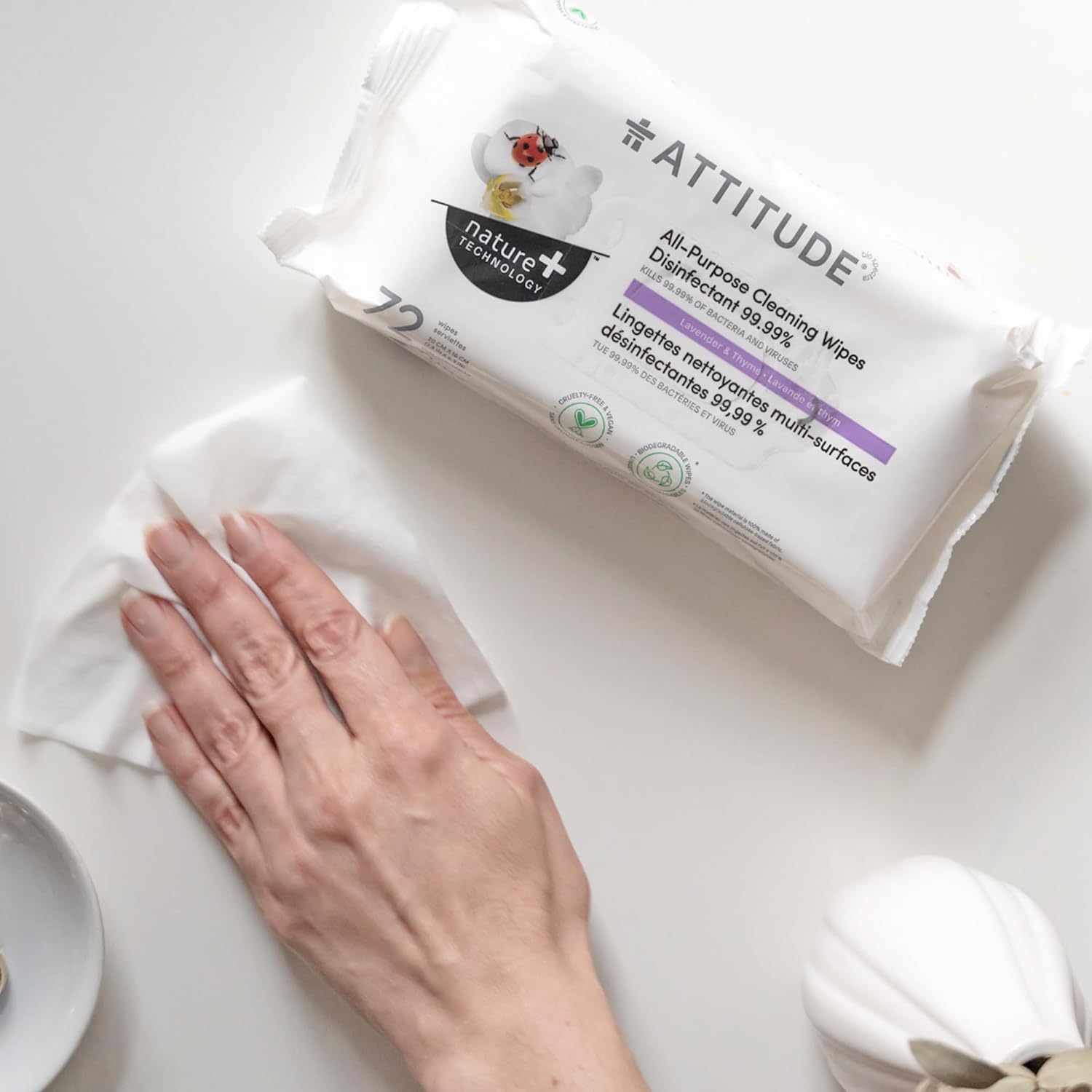 All-Purpose Disinfectant Wipes | ATTITUDE | 72 Count