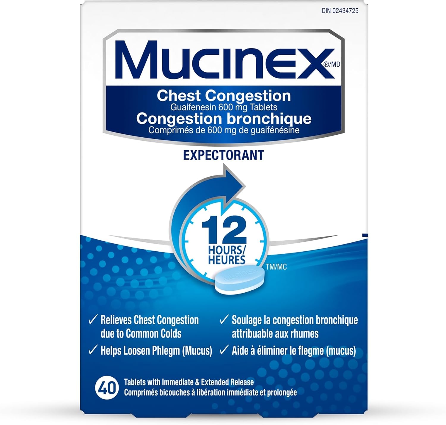 Chest Congestion, 12 Hour Extended-Release Bi-Layer Tablets, Expectorant | Mucinex® | 20 OR 40 Tablets