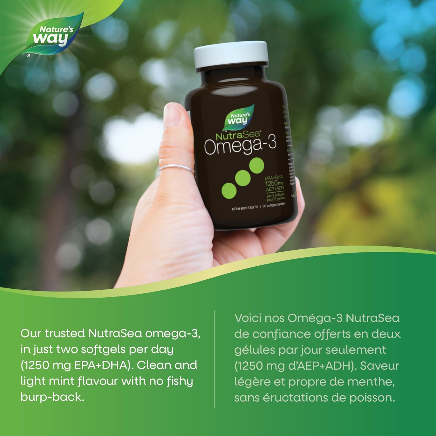 Omega-3 Liquid Gels - Mint | NutraSea® | 60 or 100 or 150 Softgels
