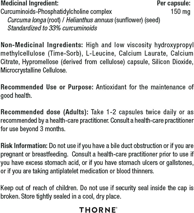 Curcumin Phytosome 150 mg (Sustained Release) | Thorne® | 120 Capsules