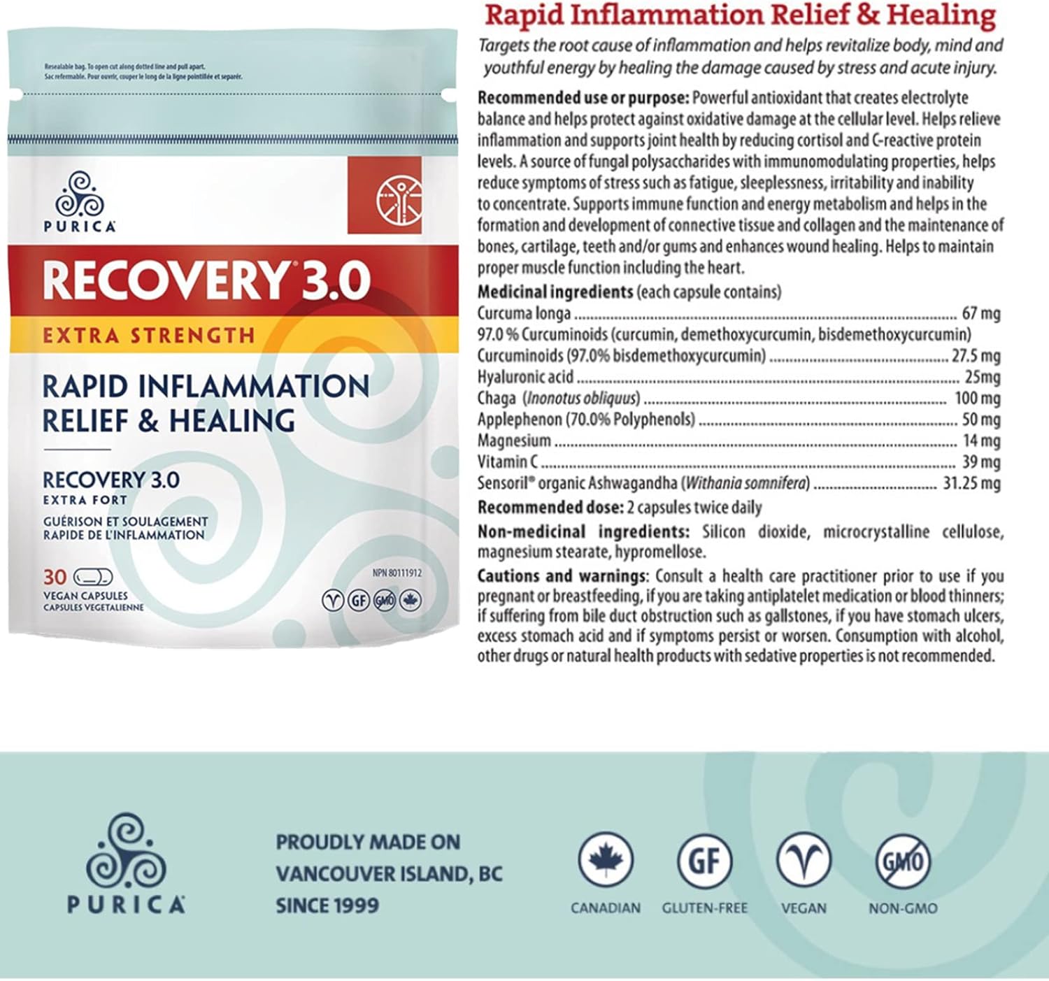 Recovery 3.0 | Purica® | 30 or 120 Capsules