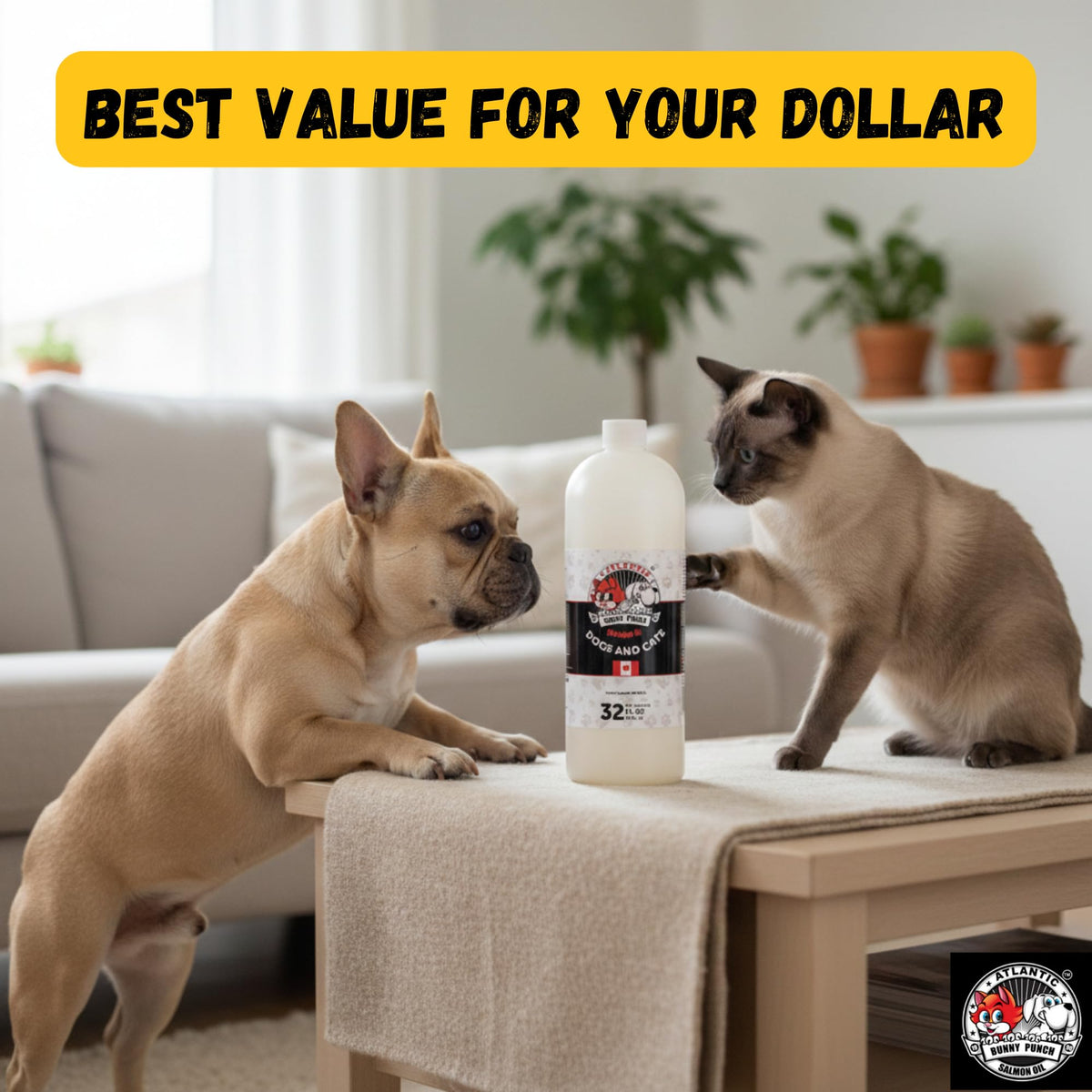 Bunny Punch Pure Atlantic Salmon Oil for Dogs & Cats - Liquid Food Topper - 32 oz đ All In One Marketplace Canada