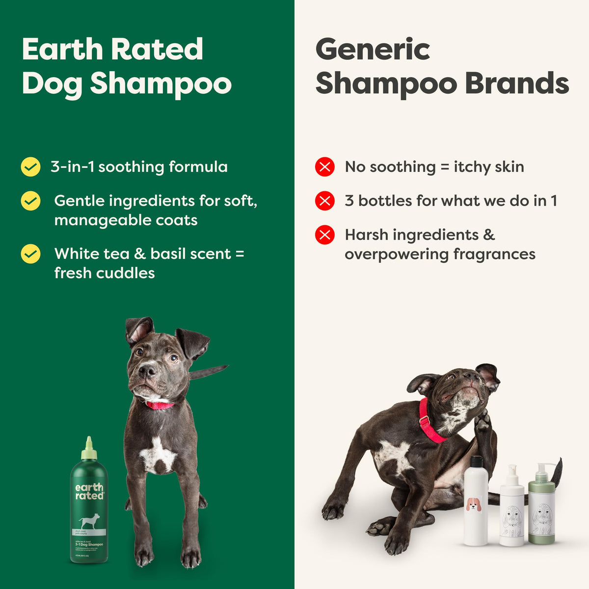 Earth Rated (A Canadian Company), 3-in-1 Soothing Dog Shampoo and Conditioner, Deodorizing Oatmeal Shampoos for Dogs and Puppies, Great for Smelly Pets, White Tea and Basil Scent, 473 ml š All In One Marketplace Canada