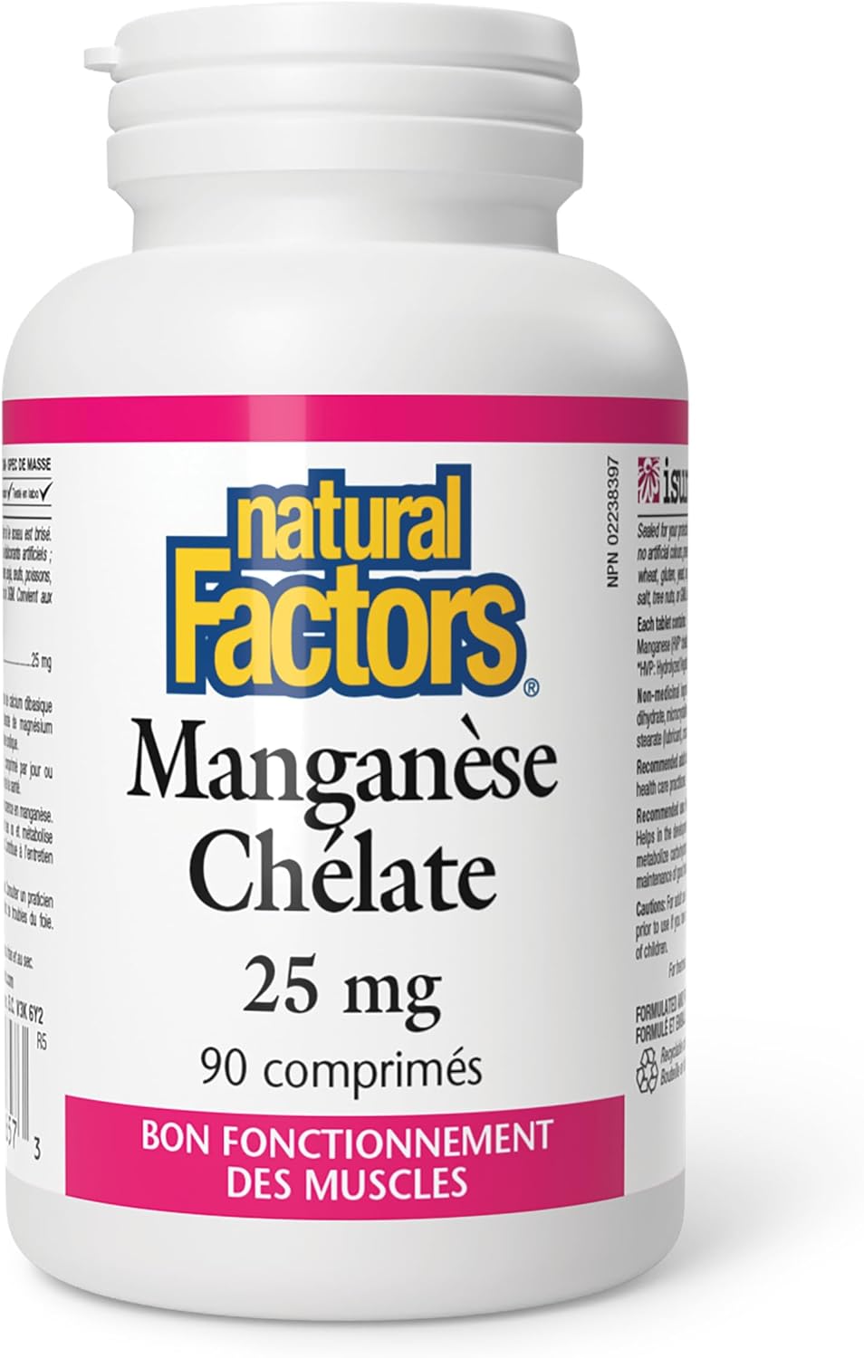 Manganese Chelate 25 mg | Natural Factors® | 90 Tablets