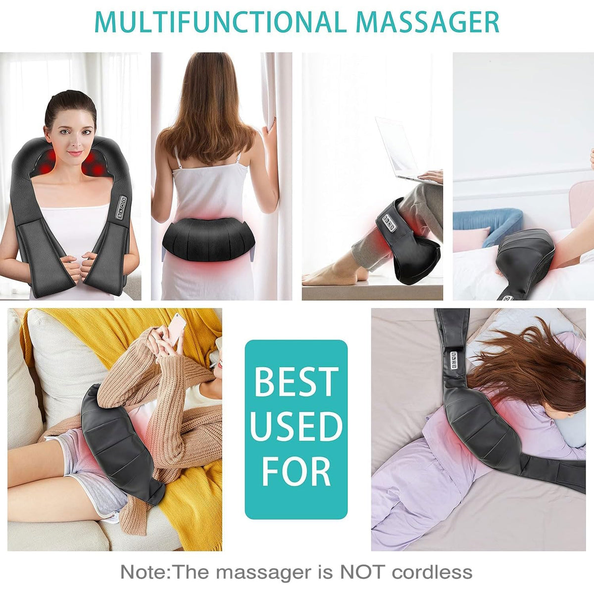AERLANG Shiatsu Neck and Shoulder Massager, Back Massager with Heat Deeper Tissue Kneading Massage for Shoulder, Neck and Back Massage Electric Massagers-mothers Day Gift Ideas (NOT Cordless) ๐ All In One Marketplace Canada